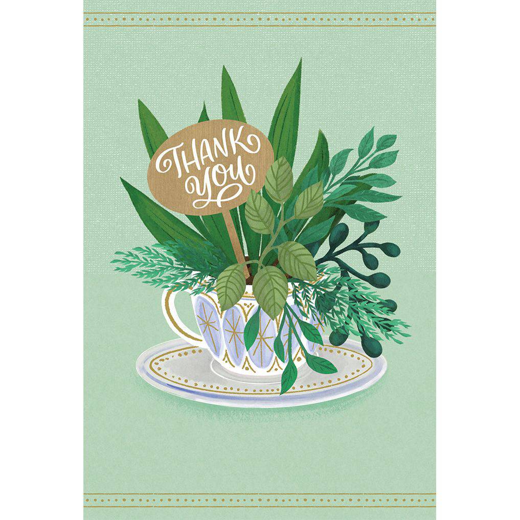 Pictura planter mug with a thank you card, featuring a decorative ceramic mug and matching greeting card for everyday use